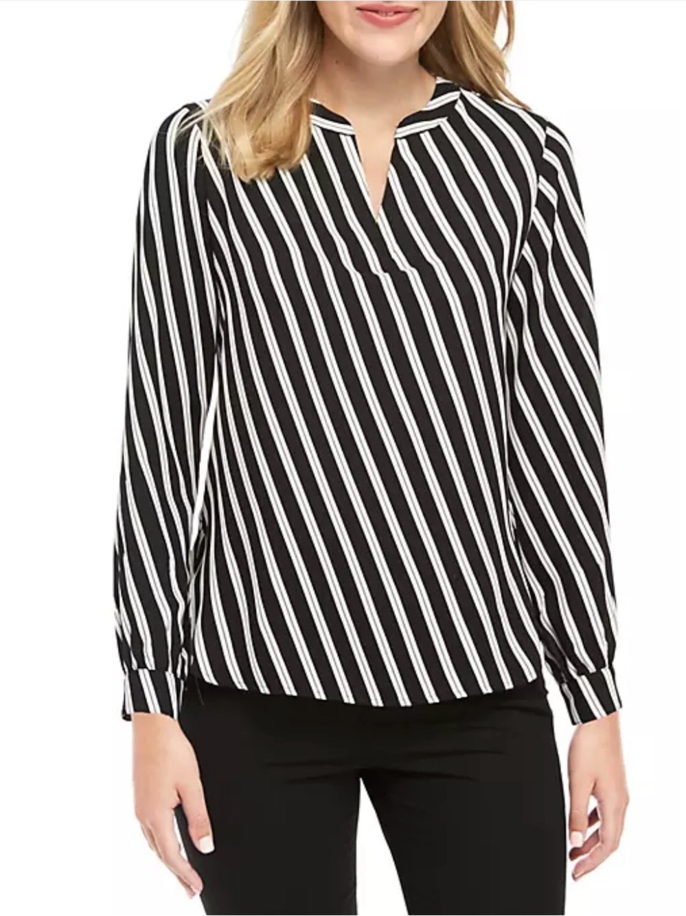 Anne Klein NWOT Striped Gray and White Women's Top Size 0X.